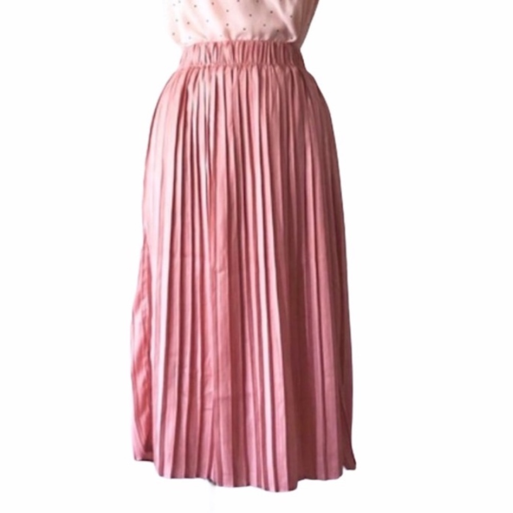 NEW YORK & COMPANY Pleated Midi Skirt Blush Pink Size Small